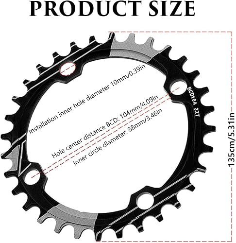 Corona 32T Anello A Catena Singola Stretta E Larga, Fermo Catena per Bicicletta, Protezione Anello Catena per Bici, Protezione Catena per Mountain Bike, Corona Dentata per Bici da Strada - Ysert