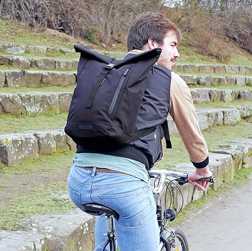 Zaino Rolltop per uomo e donna – Zaino Rolltop in PET riciclato – Zaino in tinta unita ultra leggero con scomparto per computer portatile – Zaino urbano resistente all'acqua - Ysert