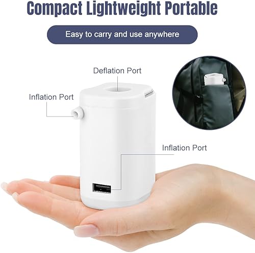 Pompa ad Aria Elettrica, ultra piccola pompa elettrica con 4 Ugelli Pompa portatile ricaricabile,per campeggio, trekking, backpacking - Ysert