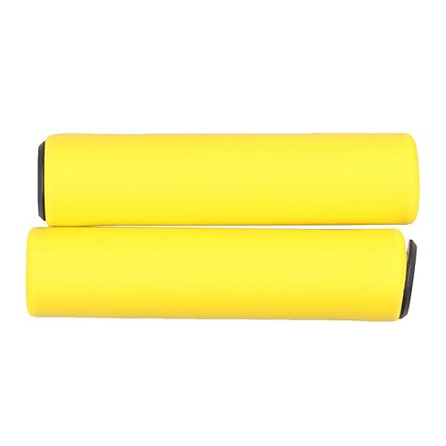 VOANZO Manopole per Manubrio per Bici, Impugnature in Schiuma di Silicone Ecologiche, Morbide Antiscivolo Urltra Leggero, Tecnologia Memory Foam Accessori per Bici - Giallo - Ysert