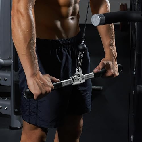 Set di 4 Accessori per Macchina a Cavi, Set di Attacchi per Tirare LAT con Corda per Tricipiti, Maniglia Doppia a Doppio D, Maniglia a V, Barra Rotante Diritta, Accessori per Macchine Pesi - Ysert