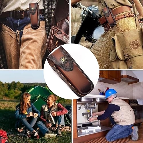 YULIAO Fodero per Coltello Pelle, Borsa per Coltelli Pieghevole, Custodia Coltelli, Fodero per Coltelli, Custodia per Coltelli da Cintura, Fodero Per Coltelli Tascabili, Adatto per Coltelli da Tasca - Ysert