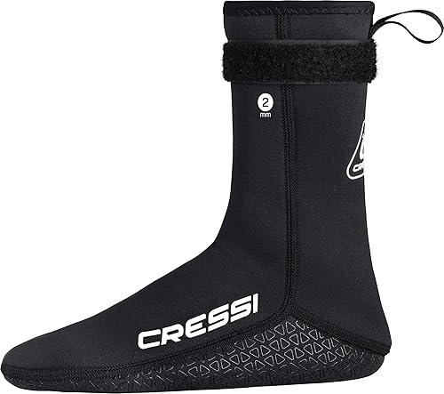 CRESSI Guardian Neoprene Socks 2mm - Calzari Alti o Medio Alti in Neoprene 2mm con Cinturino Strap, Ideali per Tutti gli Appassionati di Sport Acquatici, Nero, Unisex - Ysert