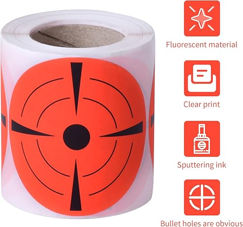 200 Pezzi 3 Pollici Bersagli di Tiro Reattivi Bersaglio Autoadesivo Target Pasters Adesivi per Bersagli Rotonda Rotolo di Bersaglio Bersagli Reattivi per Addestramento al Tiro (Rosso) - Ysert