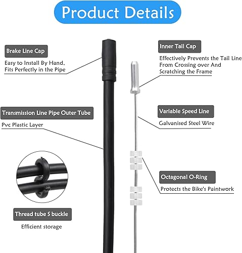 Set Cavi Cambio Bicicletta, Sostituzione Cavo Freno Bici, Kit Universale Cavo Deragliatore di Ricambio, Set Cavo Freno Bici da Strada per Riparazione Mountain Bike - Ysert