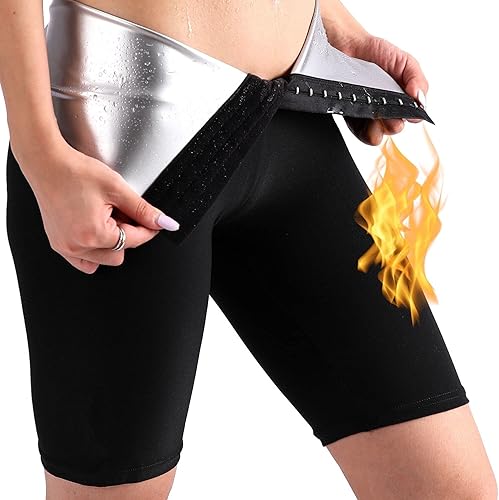 Nano Hertz Pantaloncini per sauna, pantaloni dimagranti, pantaloni da corsa, pantaloni termici, sudorazione, pantaloni da jogging per donne e donne - Ysert