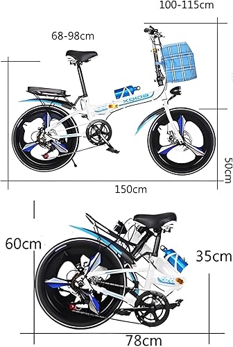 7 Velocità variabile bicicletta Mountain pieghevole 20pollici Telaio in acciaio ad alto tenore di carbonio Folding bike Adatto per Adulti donne uomini e adolescenti Bici da città - Ysert