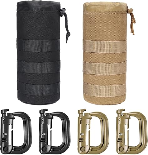 2 Tasche per Bottiglia d'Acqua E 4 Chiusure A Forma di D, Borsa per Bottiglia d'Acqua, Attrezzatura da Esterno, Adatta per Alpinismo, Campeggio E Viaggi - Ysert