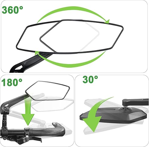 Set di 2 specchietti retrovisori di sicurezza regolabili a 360° per manubrio della bicicletta, vetro HD antiriflesso, resistenti alle vibrazioni e durevoli, universali 21 – 32 mm (mountain - Ysert