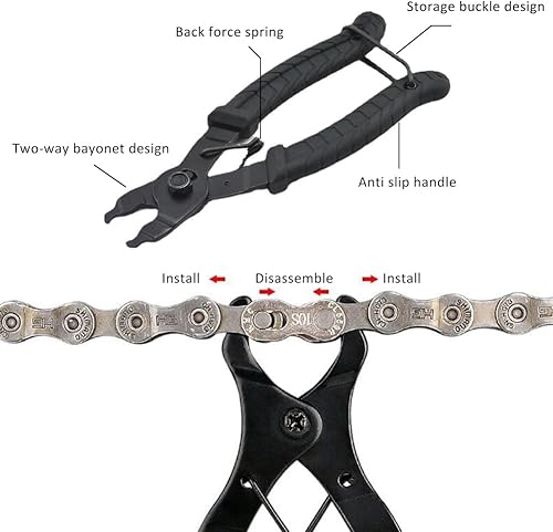 Catena Pinza,Pinze per Catene di Biciclette,Pinza Catena bici,Smagliacatena Bici,Smagliacatena Bici Kit,Chiudi Strumento 2 in 1 Apri e Chiudi Pinza,Portatile Facile Strumento,con Pulizia Spazzole - Ysert