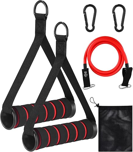 2 Pezzi Maniglie Palestra Cavi Maniglie,Maniglie Fascia Resistenza Ergonomico Manici,Cavo Fissaggio per tricipiti con 2 Pezzi Moschettoni,Allenamento Forza Cardio Attrezzi per Fitness,Allenamento - Ysert