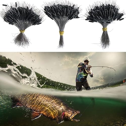 Tappo per pesca Bobber, 120 pezzi, 20 gruppi, set di perline in gomma nera, tappo per pesca e fagioli - Ysert