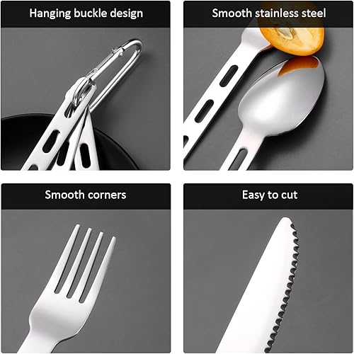 Set Di Posate Da Campeggio, Combinazione Forchetta, Cucchiaio E Coltello, Posate In Acciaio Inossidabile, Posate Da Esterno Riutilizzabili - Ysert