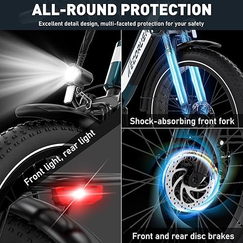 bicicletta elettrica, mountain bike con pneumatici grassi 26 * 4.0, motore brushless ad alta velocità da 250W, batteria integrata da 48V 13AH, bicicletta elettrica adatta agli adulti - Ysert