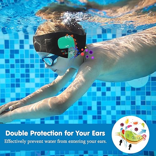 HeySplash Fascia da Nuoto per Bambini con 2 Paia di Tappi per Orecchie, Morbidi Riutilizzabili Fascia da Nuoto Impermeabile per Bambini, Protezione Orecchio - Ysert
