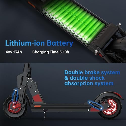 Monopattino Elettrico Adulti Motore Scooter Elettrico Monopattini Elettrici, 13Ah 48V Batteria Monopattino Elettrico 10 Pollici - Ysert