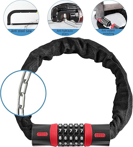 Lucchetto Bici Catena,100cm Catena Bicicletta Antifurto,Lucchetto Bici Combinazione a 5 cifre, di lunghezza lucchetto bicicletta antifurto,per biciclette, e-bike, moto e altre applicazioni - Ysert