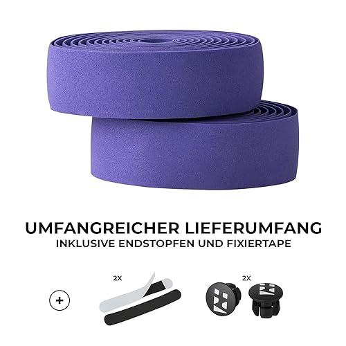 resistente nastro per il manubrio della bici, inclusi tappi di chiusura e strisce adesive - Super antiscivolo e facile da applicare - 200cm x 3cm (viola) - Ysert
