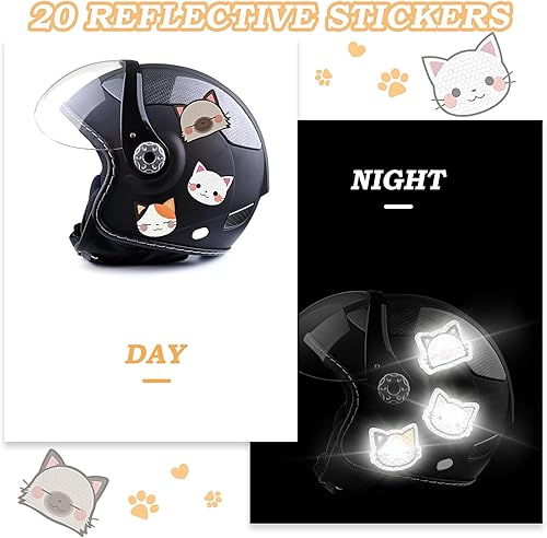 20 Pezzi Adesivi Riflettenti ad Alta visibilità Adesivi Adesivi di Avvertimento Riflettente Adesivo Impermeabile Sicurezza Casco Adesivi riflettore per Bici Riflettente Decalcomanie Ciclismo e Caschi - Ysert