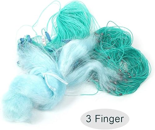 Rete da Pesca 50 M di Lunghezza 1,5 M di Altezza - 3 Strati in Nylon Pesante Con Accessori per Galleggiante, Lavello a Rete Piccola - Strumento Pratico Regali (3 Dita) - Ysert