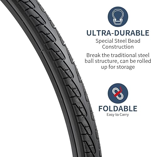 YunSCM 2Pcs 26 Pollici pneumatici 26x1 3/8 ETRTO 37-590 e 2Pcs 26 pollici Camera d'Aria AV32mm, Compatibili Biciclette 26x1 3/8 copertoni e Camera d'aria - Ysert