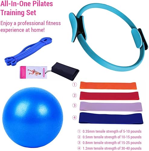 Pilates Ring Circle Attrezzature Pilates per l'allenamento a casa, set di anelli e palline, fasce di resistenza e molto altro ancora, perfette per attrezzature domestiche pilates - Ysert