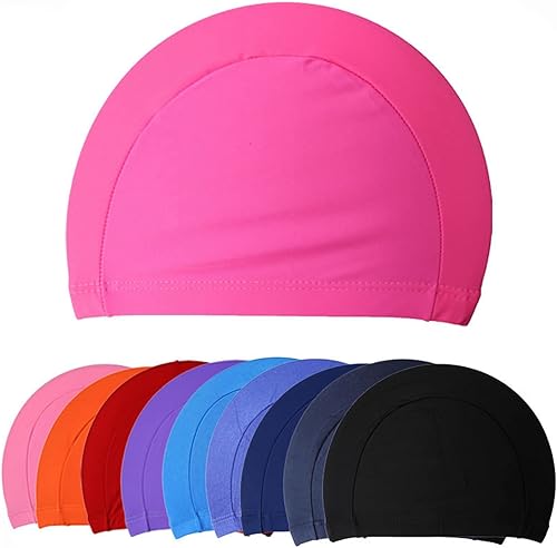 12 Pezzi Cuffia Piscina Bambini, Cuffia Piscina Tessuto Cuffie Nuoto per Donna Uomo, Super Elastica e Leggera, Comoda Cuffie Piscina Lycra Stoffa - Ysert