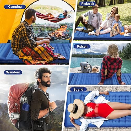 Materassino da Campeggio,Materassino Gonfiabile Extra Spessore da 12 cm con Cuscino, Materassino Autogonfiabile Ultraleggero&Impermeabile, Adatto per Trekking,Backpacker,Tenda,Spiaggia - Ysert