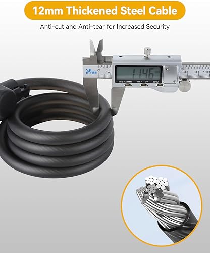 Frinier Lucchetto Bicicletta Antifurto con Combinazione e Chiavi e 120cm/12mm Antifurto Bicicletta Elettrica Alta Sicurezza Lucchetto Bici Combinazione Con Luce Notturna per Bici Moto Triciclo Scooter - Ysert