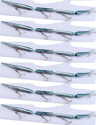 Artificiali Pesca Traina Spinning Esca Spigola Serra Gomma Aguglia Kit 6 Pz. Cm. 17 - Ysert