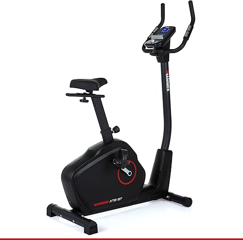 HAMMER 4862 Ergometro Cardio XT6 BT, bicicletta fitness silenziosa con entrata profonda e sella Comfort, sistema volano da 13 kg, controllo Bluetooth e app, peso utente 130 kg, 93 x 51 x 150 cm - Ysert
