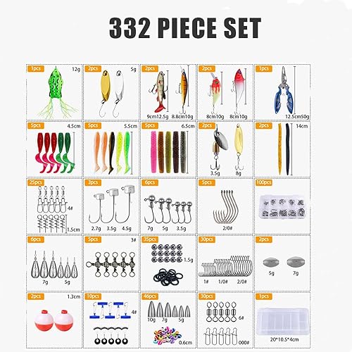 Esche da Pesca, Kit Pesca Mare, Set di Esche Artificiali per la Pesca Per Luccio, Persico, Trota, Sgombro, Merluzzo, Set di Accessori per la Pesca in Mare per Acqua Dolce e Salata - Ysert