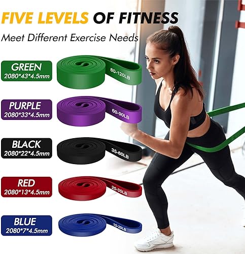 Set di 5 fasce di resistenza per trazioni, per uomini e donne, per allenamento della forza, esercizi di palestra a casa, fisioterapia, yoga, fasce di assistenza per trazioni con ancoraggio alla - Ysert