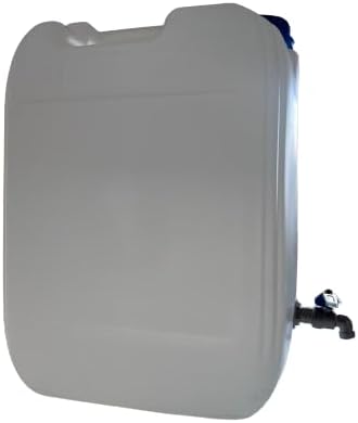 Tanica per acqua potabile da 20 litri, senza BPA, con rubinetto zincato, grigia, rettangolare - Ysert