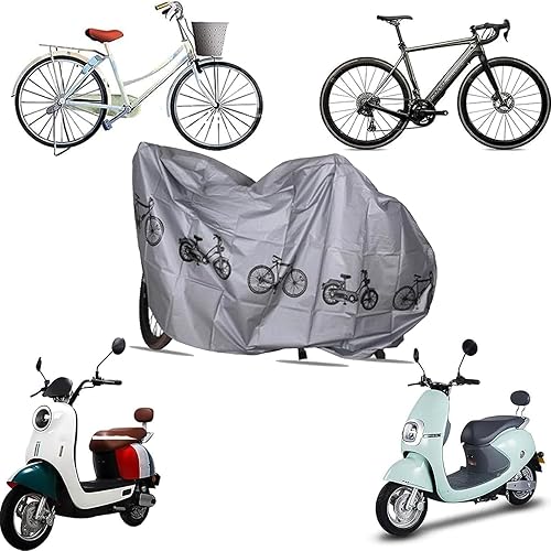 Copribici Bici Impermeabile,Telo Copri Bicicletta,Telo Protettivo per Bicicletta,Copri Bicicletta Esterno per Bici,Copertura Biciclette Esterno,Universale Copri Bicicletta da Esterno,2PC,Nero e Grigio - Ysert