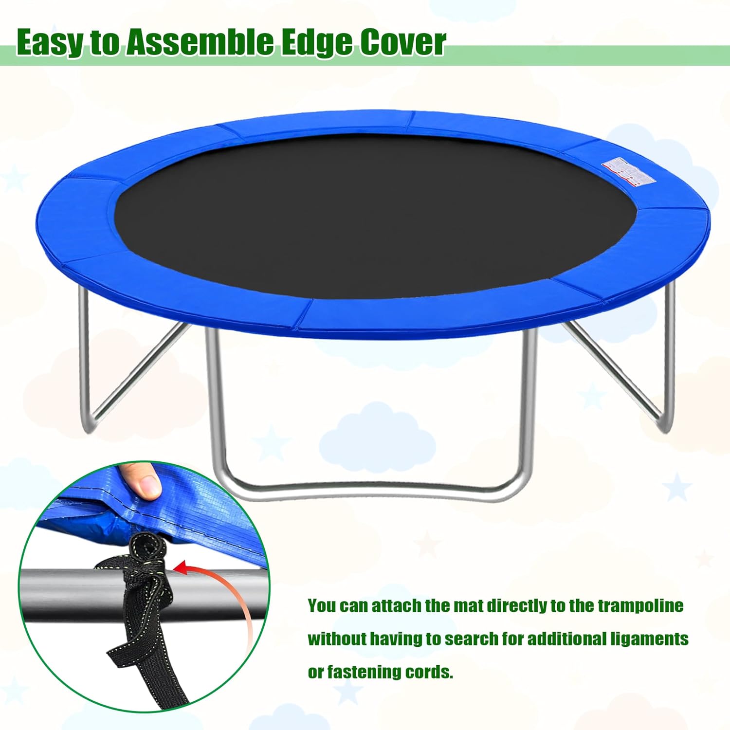 Copertura per trampolino, larghezza 30 cm, in PVC resistente ai raggi UV, con cinghie fisse, pieghevole, per trampolini interni ed esterni - Ysert