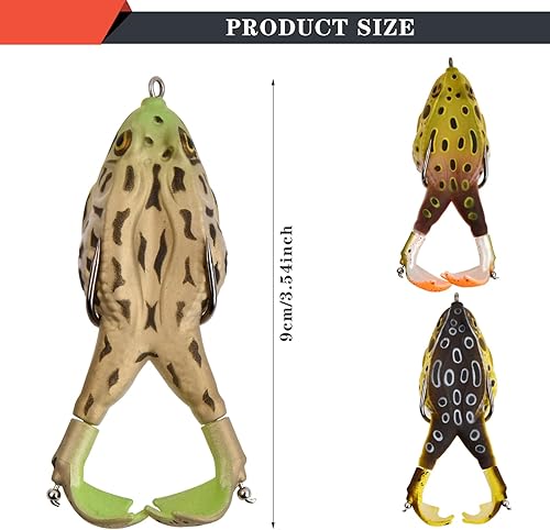 3 pezzi di rana da pesca,9 cm Esche per rana doppia elica,Esca artificiale morbida rotante a 360 °,Esca per la Pesca della Rana in Silicone,Esche Rana,per la pesca all'aperto - Ysert