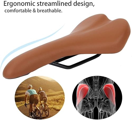 Sella per bici in pelle PU traspirante, per biciclette a scatto fisso(brown) - Ysert