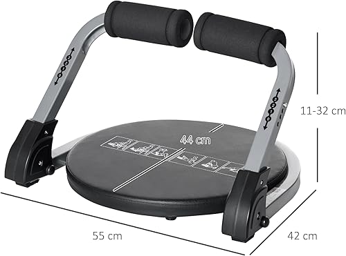 HOMCOM trainer addominale, multi-trainer pieghevole, dispositivo di allenamento con cuscino, allenamento addominale regolabile in altezza per la casa, max. 120 kg, acciaio, nero, 55 x 42 x 11-32 cm - Ysert