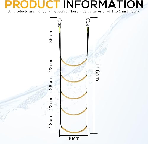 SUNOYA Scala di Corda Marina per Barca, Scala di Corda per Barca, Scale di Corda per Barca a 5 Gradini, per Gommone Kayak Motoscafo Canoa, Verde Fluo - Ysert