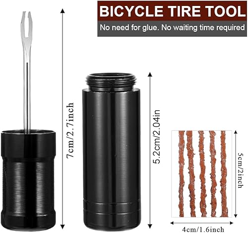 Kit Riparazione Tubeless 6 Pezzi, Strisce Adesive, 1 Alesatore, Kit Pneumatici Bici, Kit Riparazione Gomme MTB, Accessori Professionali per Riparazione Foratura Pneumatici Tubeless - Ysert