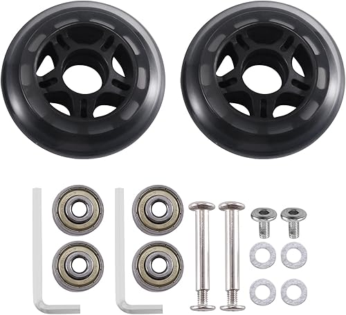 Ruote per bagagli, 80 mm x 24 mm, cuscinetti in acciaio al carbonio, per valigie e pattini, 1 paio - Ysert