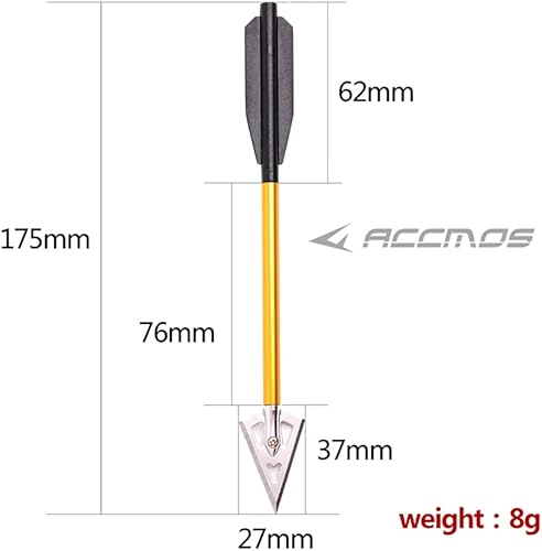 6.8 Pollici Frecce per Bulloni Balestra in Alluminio Punta d'Acciaio Punte Frecce da Caccia per 50-80 libbre Mini Balestra Tiro con L'Arco - Pesca Caccia 6/12 Pezzi - Ysert