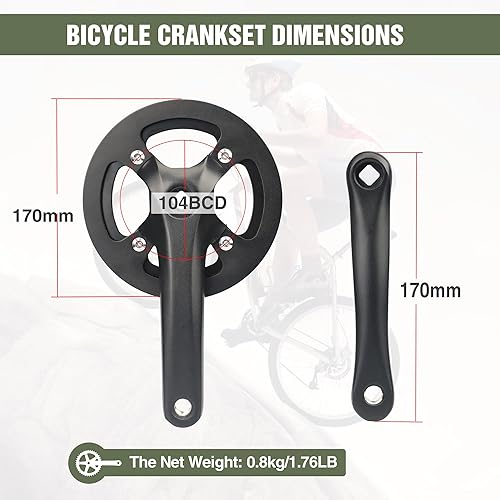 Singel Speed - Guarnitura 38T/46T/48T Bicycle Crankset da 170 mm, in alluminio, per bicicletta da donna - Ysert
