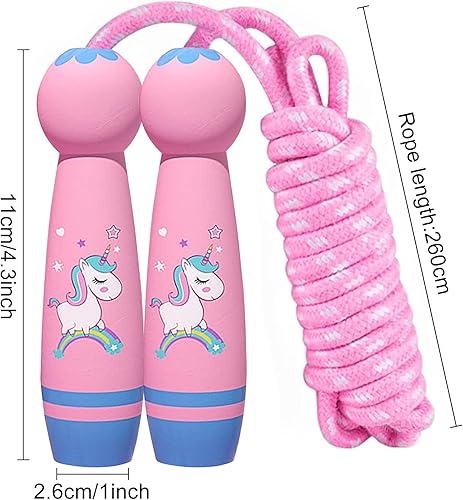 Corda per saltare per bambini, corda per saltare ragazze, corda per saltare con manico in legno, Speed Jump Rope, regolabile in cotone, ideale per l'allenamento fitness per ragazze e ragazzi - Ysert