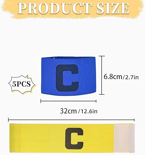 Fasce da capitano da 5 pezzi, fasce da calcio, fasce da capitano elastiche regolabili, fasce da capitano colorate per bambini, fasce da braccio per giovani adulti per club e squadre - Ysert