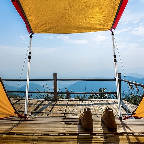 Relaxdays Pali Telescopici per Tende da Campeggio, Set da 2, Aste Regolabili in Altezza da 93 a 230 cm, Argentato - Ysert