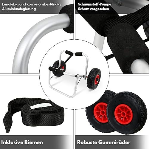 Carrello pieghevole per kayak, canoa, in alluminio, per barca, canoa, surf, canoa, canoa, canoa, canoa, canoa, canoa, carrello per il trasporto fino a 80 kg - Ysert