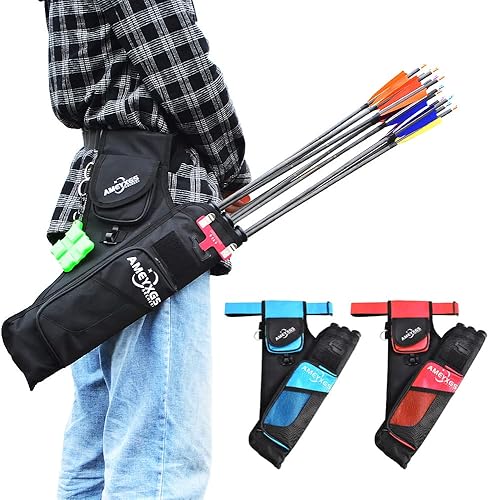 SHARROW Faretra per Tiro con L'Arco 3 Tubi Faretra per Frecce Cintura Regolabile Faretra Posteriore Borsa per Frecce Porta per Caccia e Tiro con Arco - Ysert