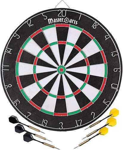 BAKAJI Dart Game Gioco Tirassegno Tiro al Bersaglio Bifacciale con 6 Freccette in Metallo Installazione alla Parete Doppia Modalità di Gioco Diametro 45 cm Gioco di Abilità - Ysert